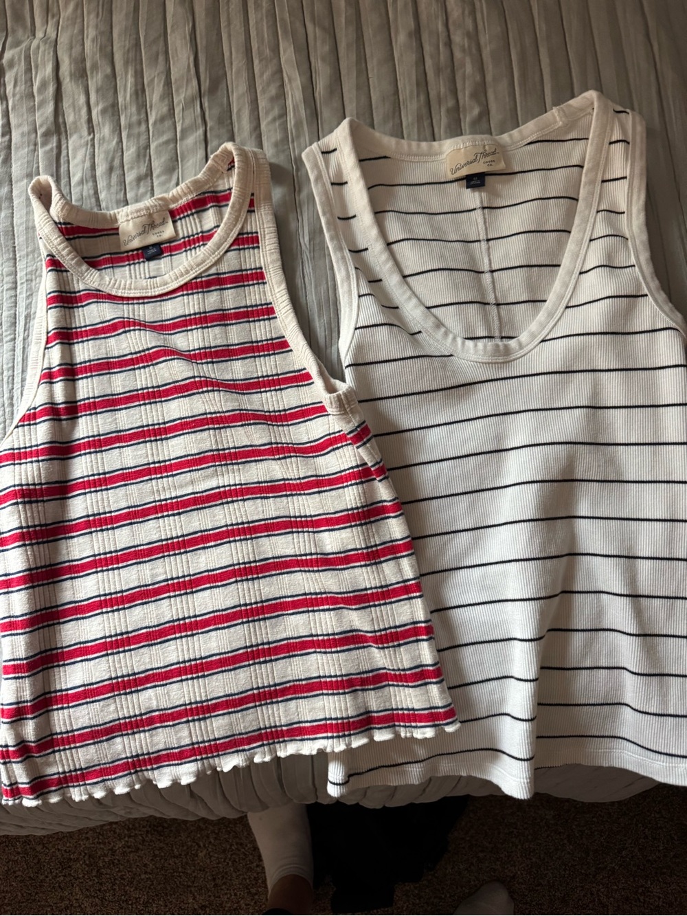 Universal Thread Red, Navy & White Ribbed Stripe Tank